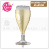 Clear glass champagne flute with gold foil decoration and a stem