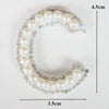 A white pearl and rhinestone letter C patch for clothing, measuring 4.5cm high and 3.5cm wide.