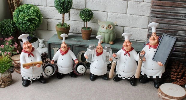 Resin Chef Figurines with Bottle Opener and Message Board - Bar & Kitchen Decor