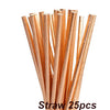 A bundle of 25 disposable wooden straws used for parties.