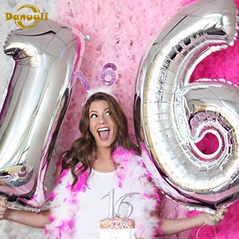 Rose Gold Foil Number Balloons (32" or 40") for Birthday & Wedding Decor