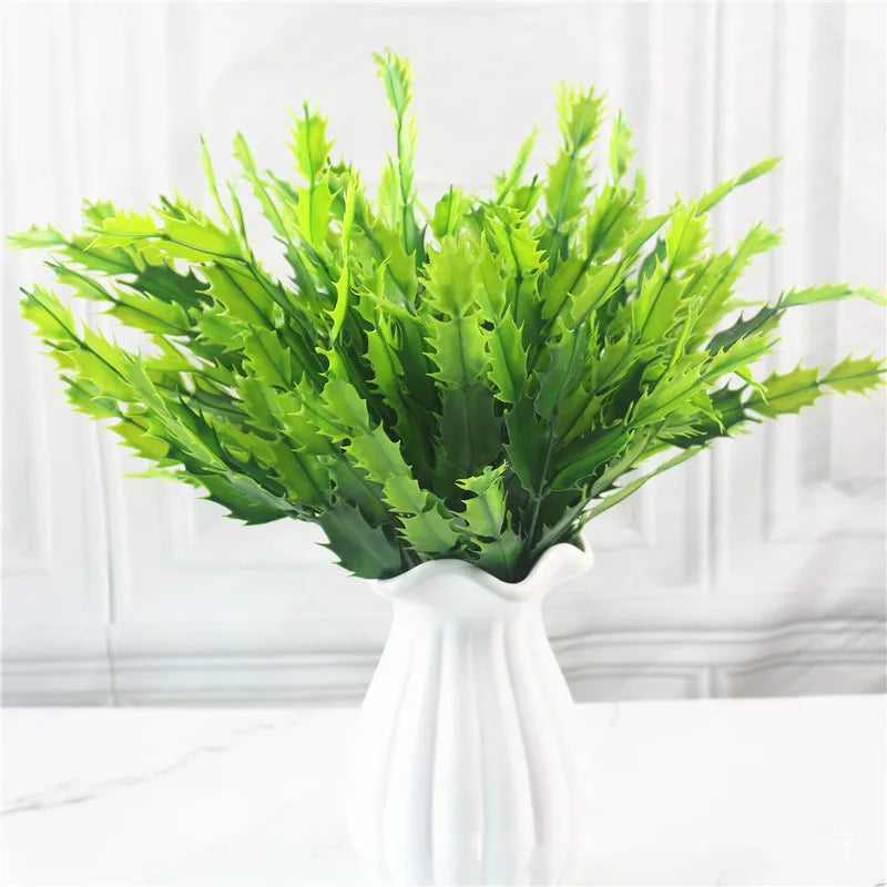 Artificial Fern Grass Bouquet – 7-Branch Green Plastic Plant