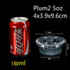 A can of Plum2 5oz dessert cups with a clear plastic lid shown next to the product dimensions.