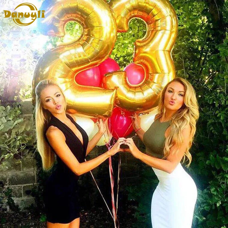 Rose Gold Foil Number Balloons (32" or 40") for Birthday & Wedding Decor