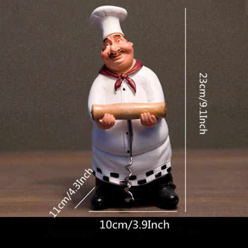 Resin Chef Figurines with Bottle Opener and Message Board - Bar & Kitchen Decor