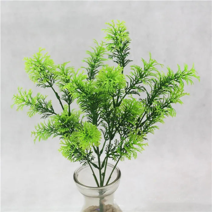 Artificial Fern Grass Bouquet – 7-Branch Green Plastic Plant