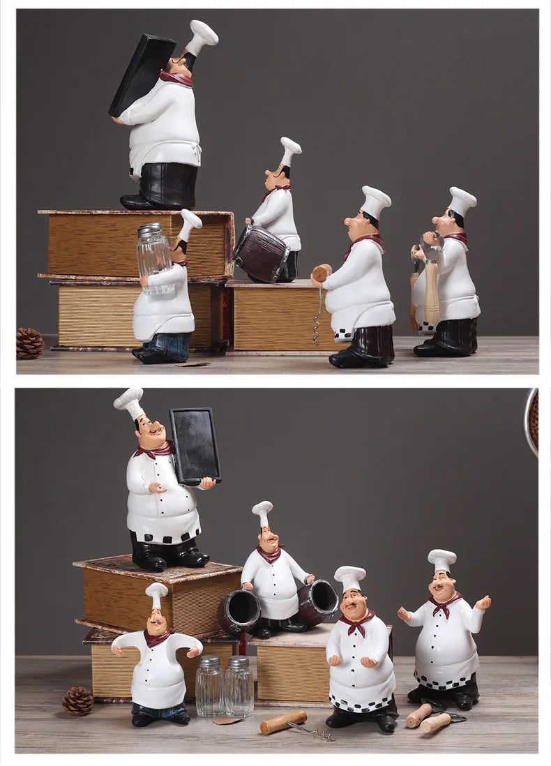 Resin Chef Figurines with Bottle Opener and Message Board - Bar & Kitchen Decor