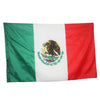 A vertical flag of Mexico featuring green, white, and red stripes with the national coat of arms.