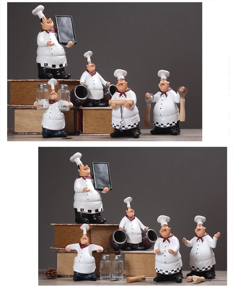 Resin Chef Figurines with Bottle Opener and Message Board - Bar & Kitchen Decor