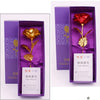 A purple box containing a gold foil artificial rose, presented as a test report.
