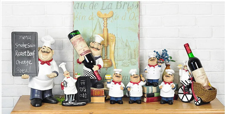 Resin Chef Figurines with Bottle Opener and Message Board - Bar & Kitchen Decor