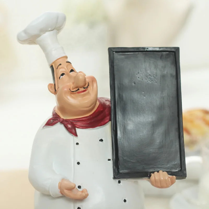Resin Chef Figurines with Bottle Opener and Message Board - Bar & Kitchen Decor