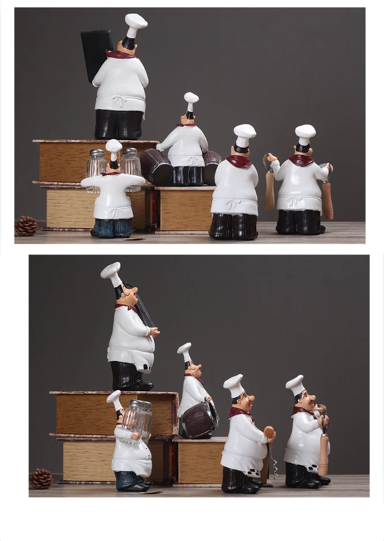 Resin Chef Figurines with Bottle Opener and Message Board - Bar & Kitchen Decor