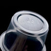Clear plastic disposable dessert cups with lids labeled PP-6 and 300ml capacity