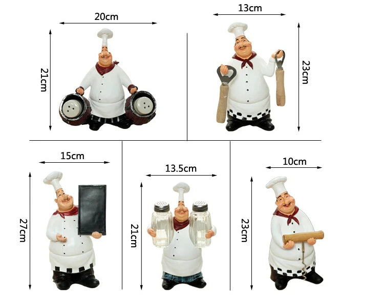 Resin Chef Figurines with Bottle Opener and Message Board - Bar & Kitchen Decor