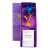A purple box contains a blue artificial rose and gold foil leaves, labeled as a test report.