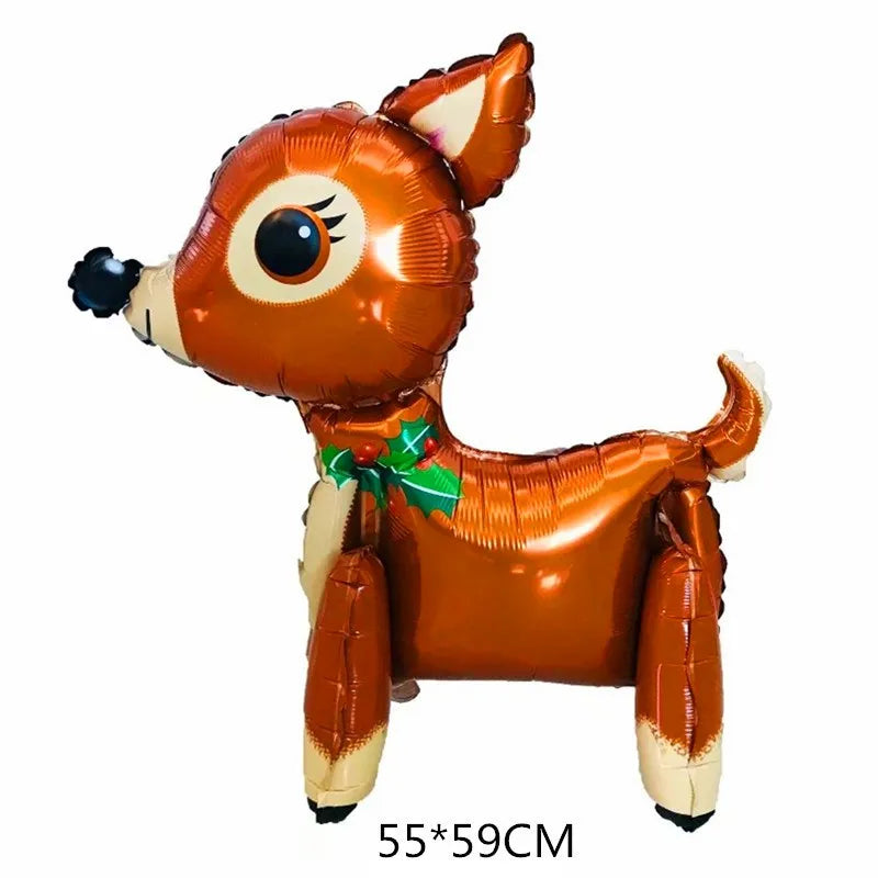 An orange woodland animal foil balloon decoration set shaped like a fox.