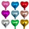 Ein Set von neun herzförmigen Aluminiumfolieballons in verschiedenen Farben wie rosa, blau, rot, lila, silber und gold.