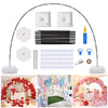 A reusable balloon arch kit featuring a stand, decorative pillows, and various balloon shapes for parties and events.