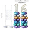Two sets of balloon columns with 20 clips and stands for decoration