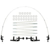 A clear reusable balloon arch kit with various sticks and holders for creating decorative arches.