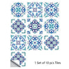 A set of ten blue and teal mandala tiles for decorative wall art