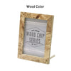 A natural wood rectangular photo frame with a glass insert displaying the text Wood Chip Series MB-9677