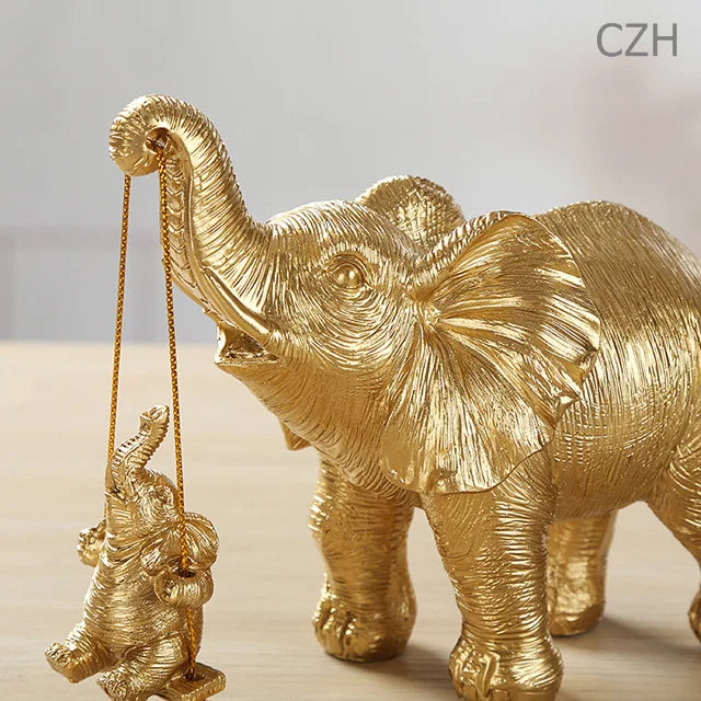 Handcrafted Resin Elephant Family Figurine