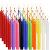A collection of 100 colored mini taper candles in various shades including red, pink, purple, blue, green, orange, and yellow