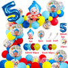 A colorful party balloon set featuring cartoon clown designs in various colors and sizes.