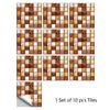 A set of ten square mandala tiles in various earth tones and metallic accents for decorative wall art