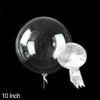 A clear PVC party balloon is shown against a black background.