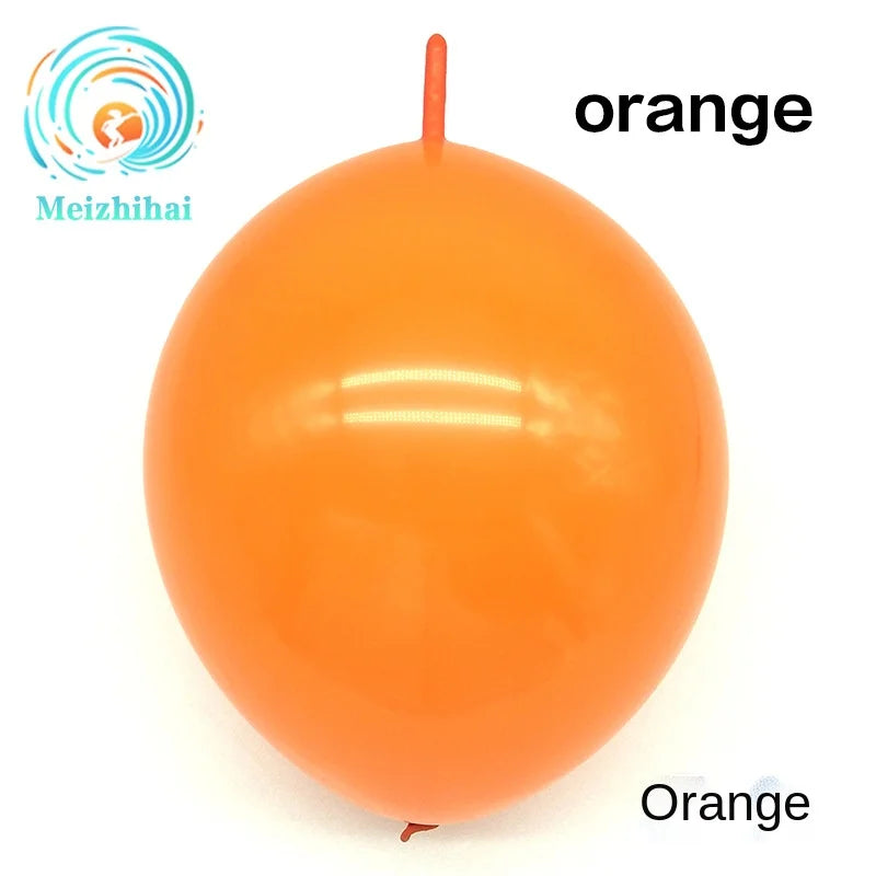 An orange latex balloon is shown against a white background.