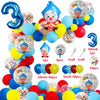 A colorful party balloon set featuring cartoon clown designs in various colors and sizes.