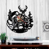 Black silhouette wall clock featuring a woodland elk deer head design.