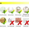 Guide showing where to use a vinyl sticker for home decor on various surfaces like plastic glass mirror metal paint tile wood