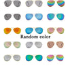 A collection of various colored pilot sunglasses shown in different styles and angles.