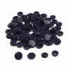 A pile of assorted black snap buttons, measuring 12mm and 10.5mm, for crafting.