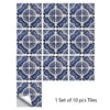 A set of ten blue and white mandala tiles for decorative wall art