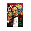 A vibrant abstract graffiti canvas wall art print featuring a portrait of a man with intense expression and colorful, chaotic
