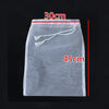 A clear fine mesh nylon filter bag is shown with dimensions of 30cm by 45cm.