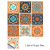 A set of ten colorful mandala tiles for decorative wall art