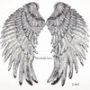A pair of large, detailed sequin wing patches for DIY sewing or iron-on embellishment.