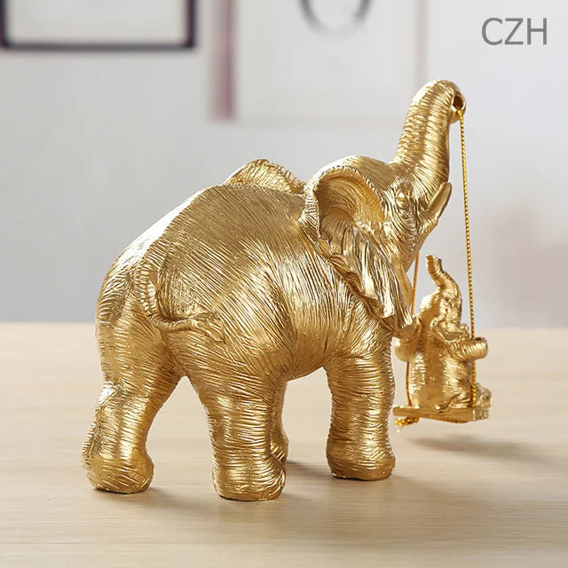 Handcrafted Resin Elephant Family Figurine