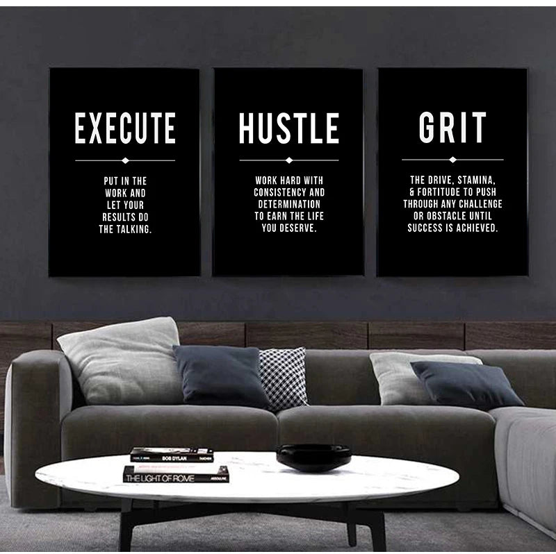 Motivational Canvas Wall Art – Grind Hustle Success