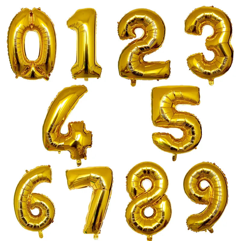 Gradient Rose Red Foil Number Balloons for Birthday & Party Decor