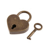 Vintage heart-shaped mini padlock and key with a dark bronze finish