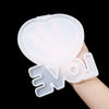 A hand holds a clear silicone mold shaped like a heart and a stylized letter V for DIY photo frames.