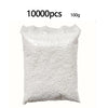 A white bag filled with 10,000 small, colorful fuse beads for craft projects.