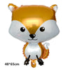 A foil balloon decoration set shaped like a fox with gold and white coloring.